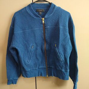 J Crew Quilted Indigo Blue Bomber Jacket